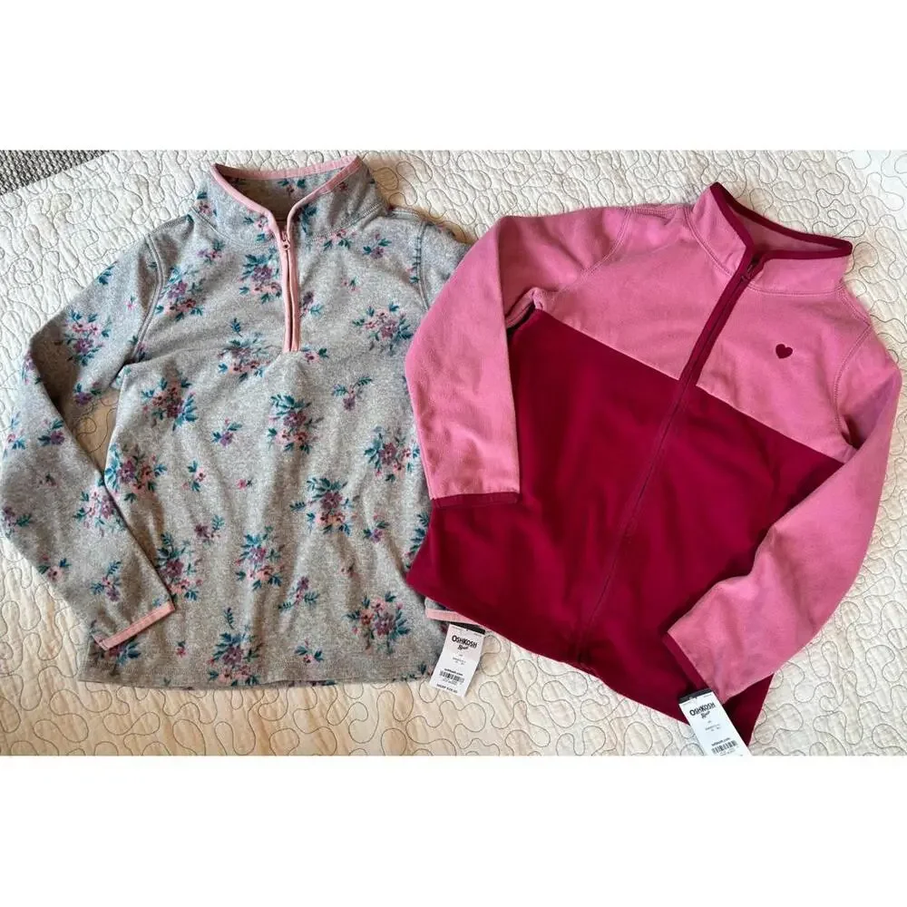 Oshkosh Girls' Fleece Jackets - 2 Pack,‎ Pink and Floral Size 10 #606